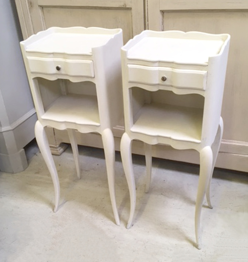 PAIR OF VINTAGE FRENCH SLIM BEDSIDE TABLES